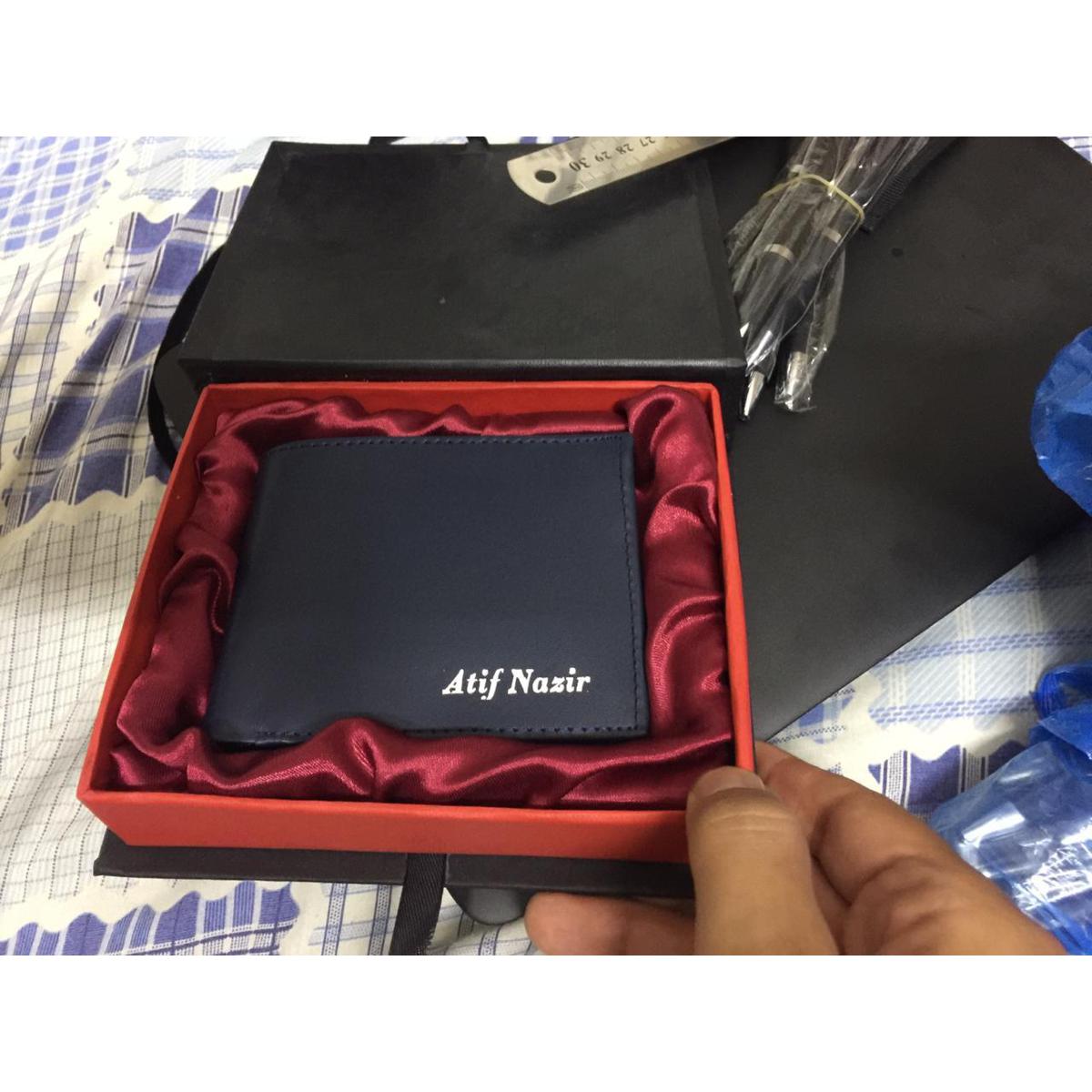 CUSTOMIZE NAME ON LEATHER WALLET WITH BOX PACKING (PERFECT GIFT TO SEND YOUR FATHER , HUSBAND , FIANCE OR ANY ONE)