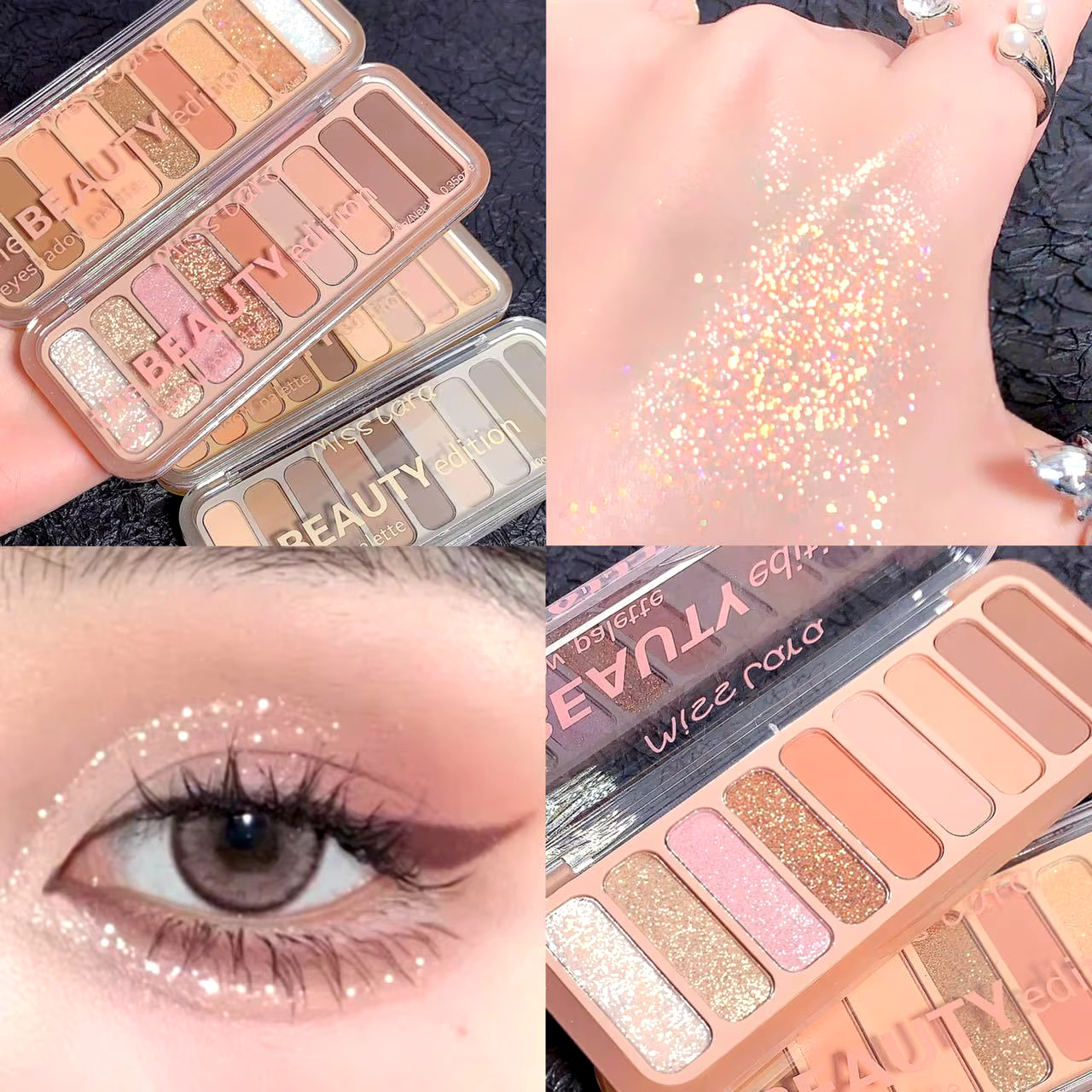 ON BARKAT, Miss Lara Eye Shadow And Blush Palette Pigmented Clear Acrylic Eyeshadow Palette
