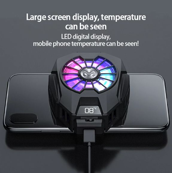 MEMO DL05 Phone Radiator – Phone Cooler – Cooling Fan for Mobile – Phone Cooler for Pubg – Mobile Phone Cooling Radiator Heat Sink for Gaming – Phone Cooling Fan with Temperature Display, for Gaming/Video Live/Vlog, Support 60-80mm Wide Smartphone