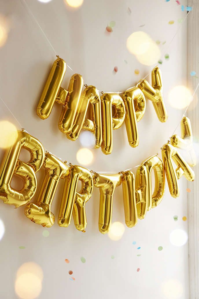 GOER Happy Birthday Deko Set – Goldene Buchstaben & Zahlen Luftballons Zum Aufhängen, Wiederverwendbar