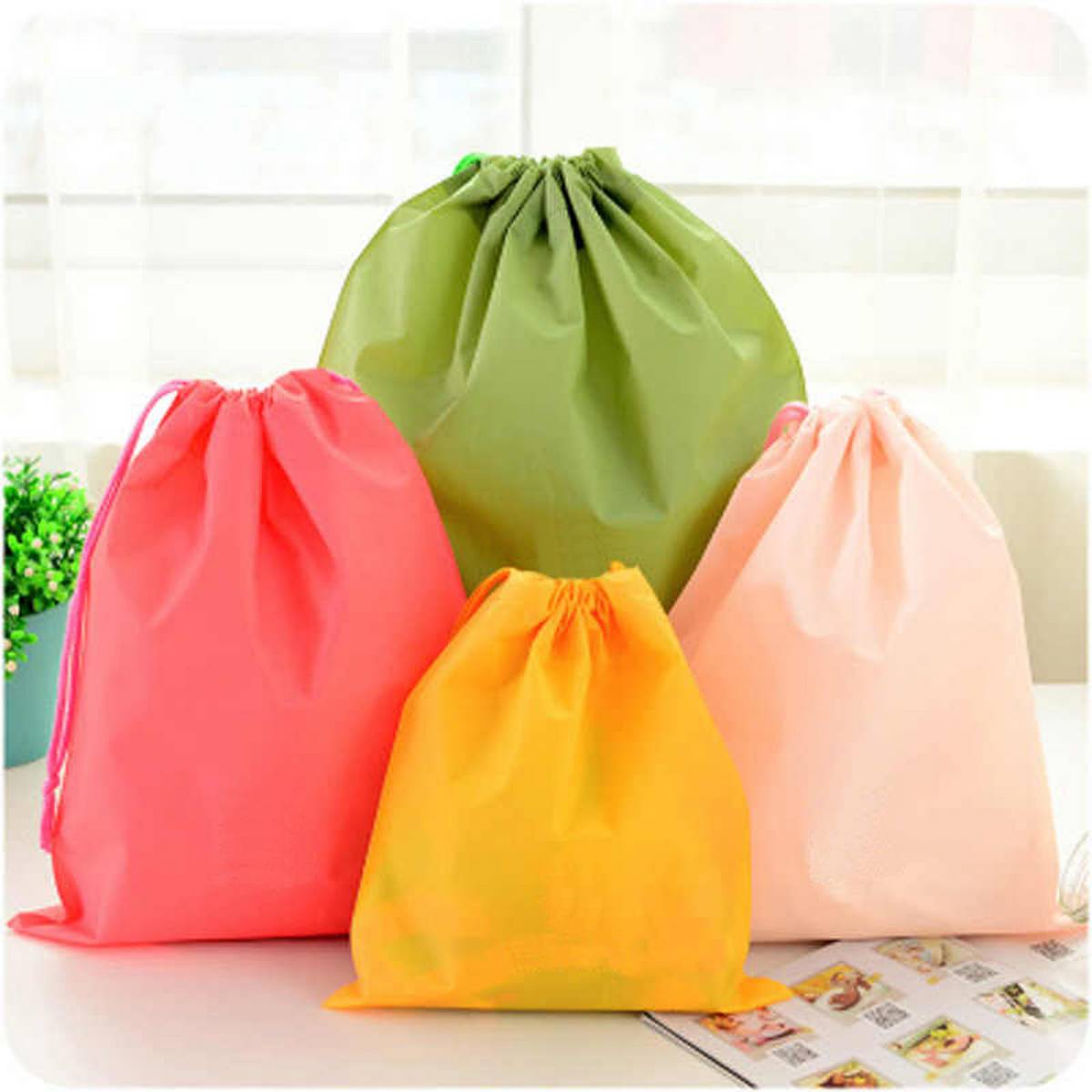 Pack of 2 Travel Drawstring Storage Bags Shoe Pocket Underwear Cosmetic Organizer Toiletry Bag Case Travel Clothes Packing