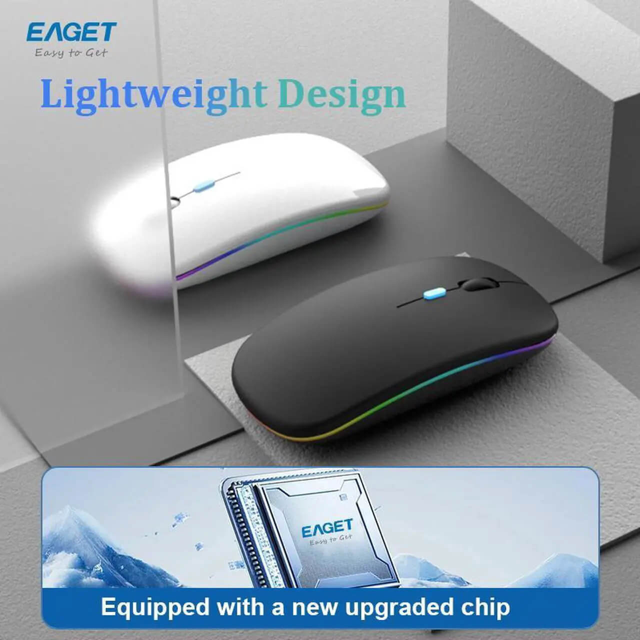 EAGET Wireless Bluetooth Mouse, Dual Mode Connectivity (Bluetooth 5.0 & 2.4G USB) Computer Mouse, Sleek, Portable, Compact Design