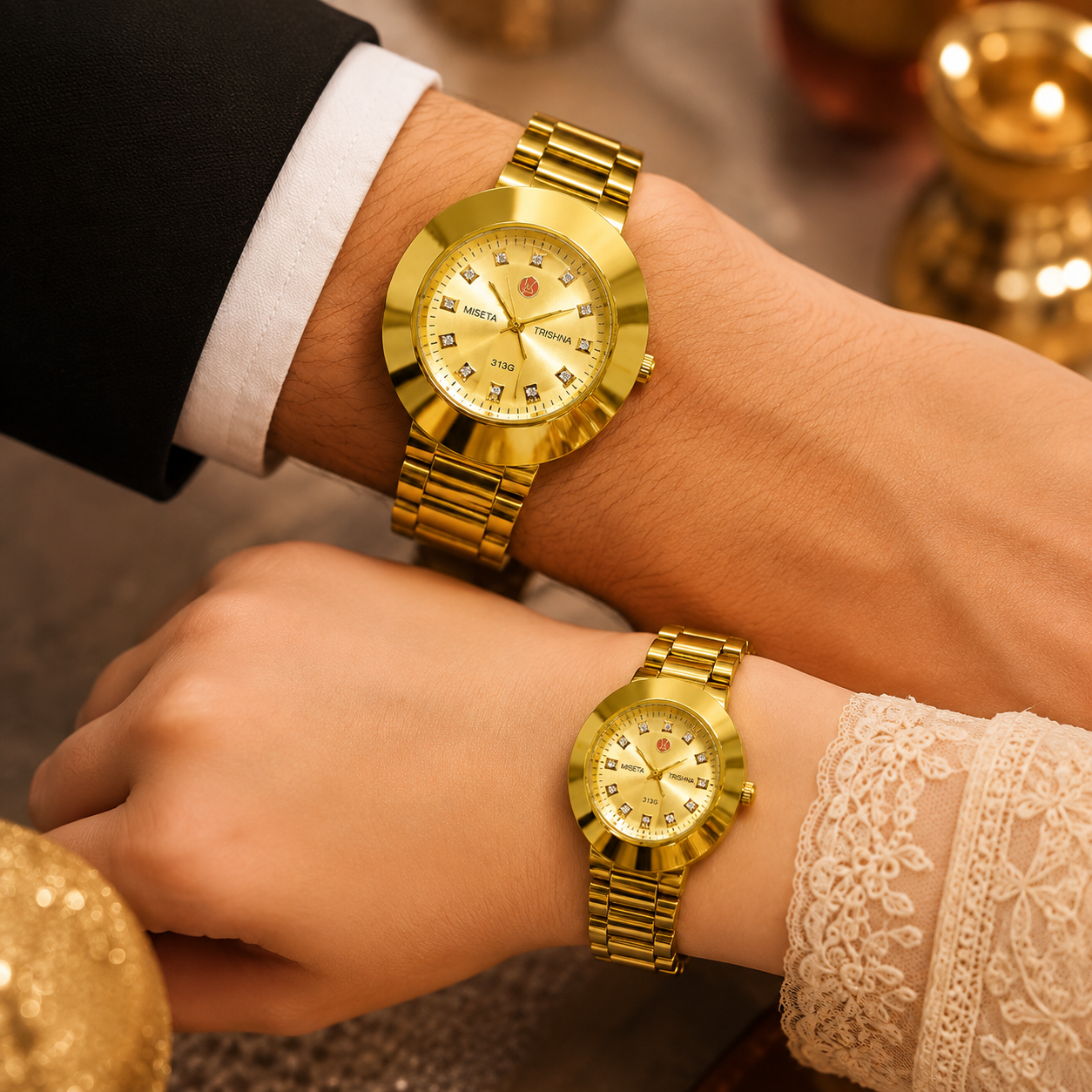 Luxury Couple Watches for Men & Women | His & Hers Matching Wrist Watch Set | Stainless Steel Bracelet Analog Watch Pair | Gift for Couples couple watches“couple,” “men & women,” “quartz,” “water resistant,” and “gift set,” matching watches for couples