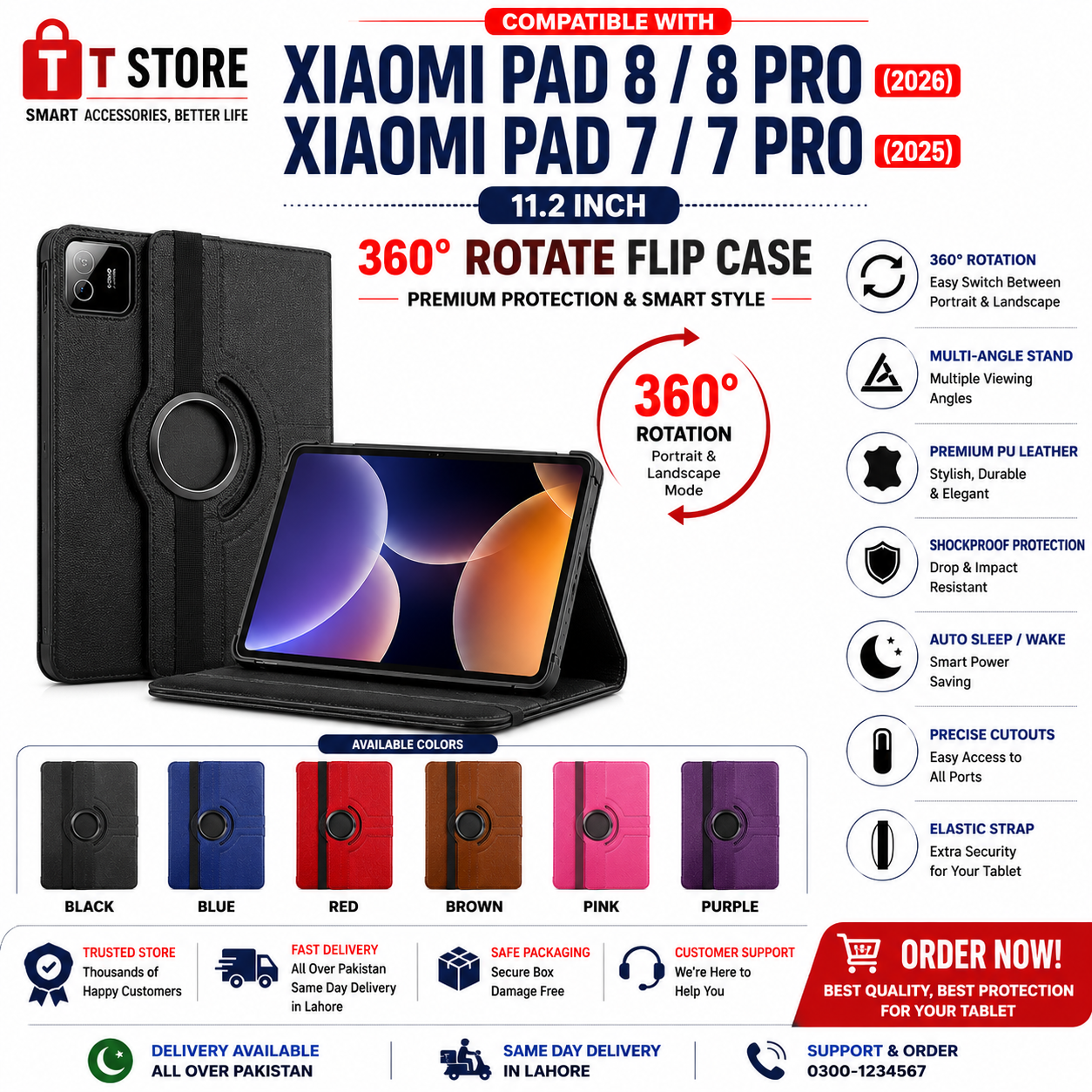 Xiaomi Redmi Pad 8 Pad 8 Pro Pad 7 Pad 7 Pro 11.2 360 Rotate Flip Case Cover mi Pad 7 Mi Pad 8
