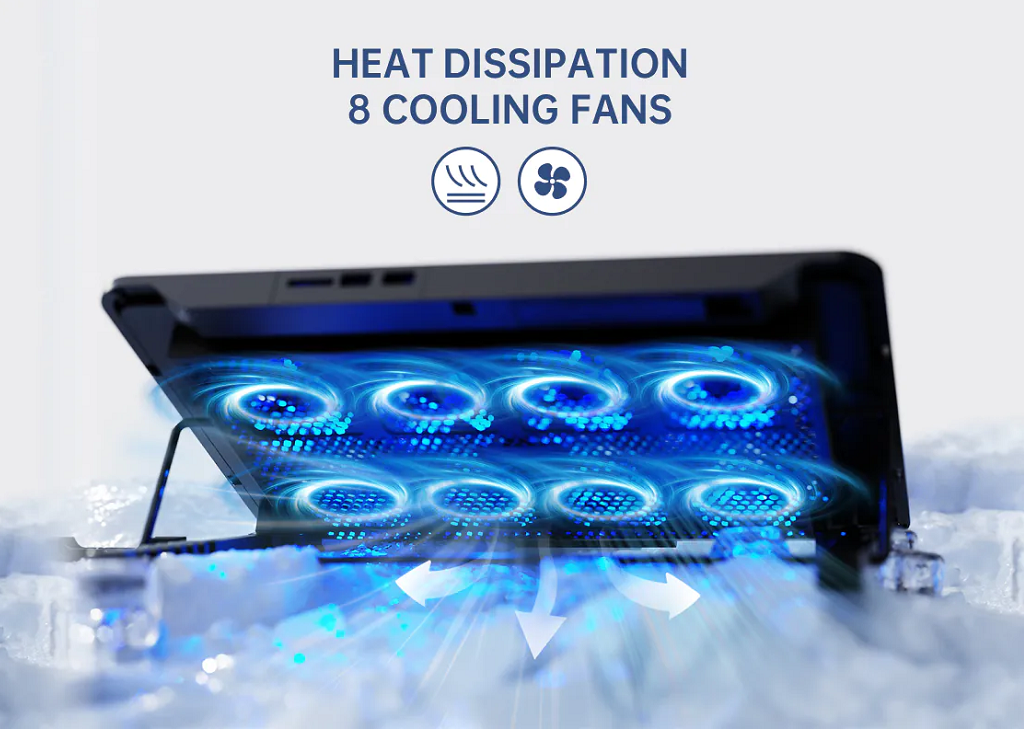 RAPOO CF300 Laptop 8 Fans Cooling Pad with 6-Level Adjustable Silent and Multi-Functional Phone Stand for Laptops up to 17 Inches Black 12 736bfd7bec1b0eab4be207ad0c199d09