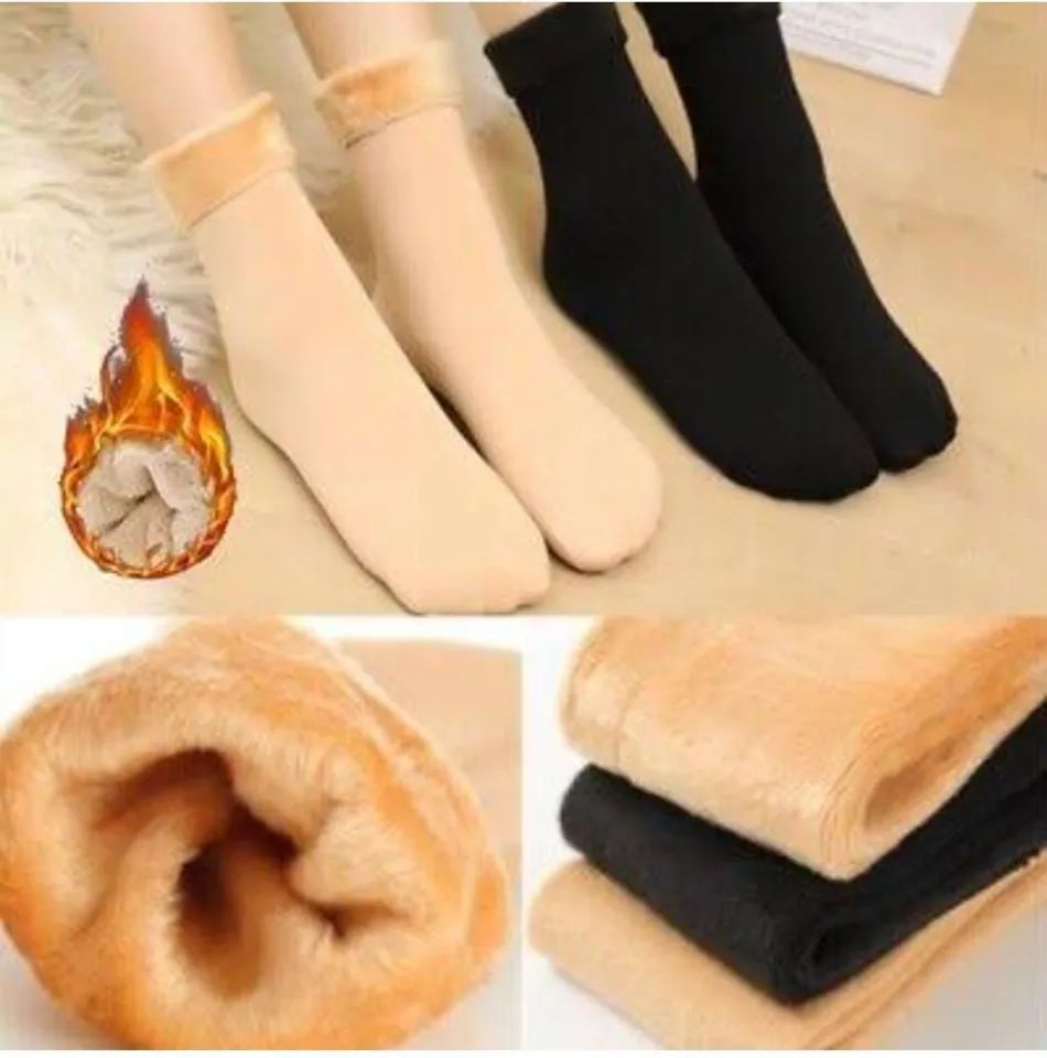 Pack of 3 Women Winter Warm Socks Premium Quality Solid Color Comfortable High Quality Fleece Thick Stocking Soft Boots Sleeping Sock Female Elasticity Velvet Socks Thick Warm Socks For Women | Ladies winter socks | Winter Wool Socks For Girls