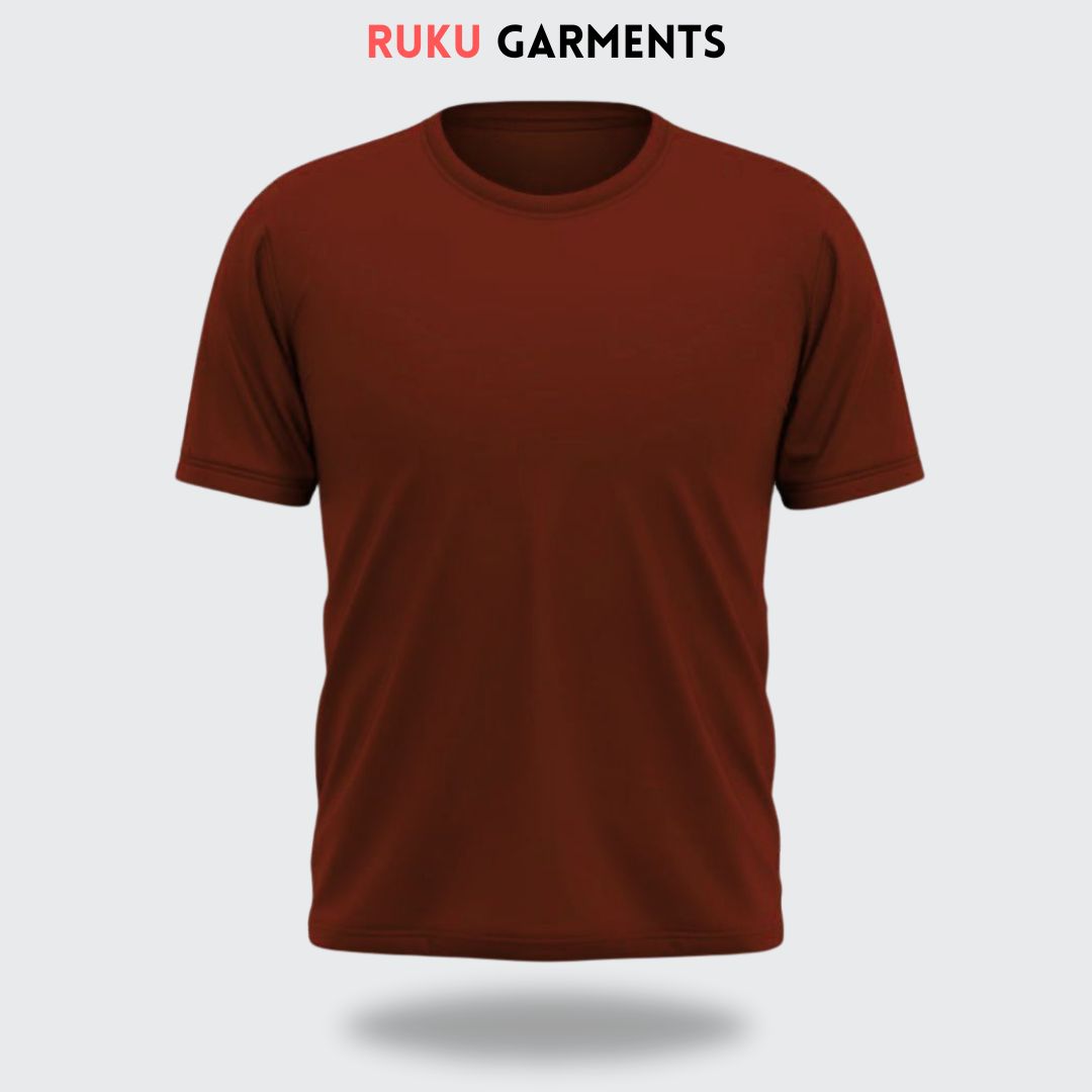 Ruku Garments New Half Sleeve Plain Brown Tshirt For Men