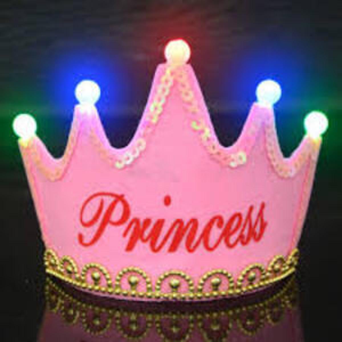 Princess Crown Hat, with Colorful LED lights for kids, Birthday Party, Birthday LED cap