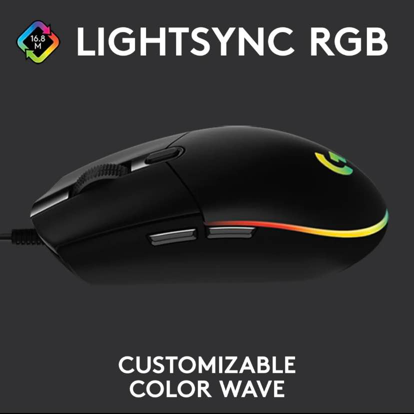 Logitech G102 LIGHTSYNC RGB 6 Button Wired Gaming Mouse | 8000 DPI | RGB Lighting | USB Mouse for PC, Laptop & Gaming | Black