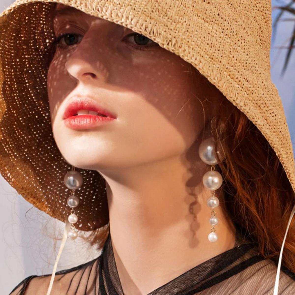 Trendy Big Pearls String Earrings for Girls Women - Fashion Jewelry Accessory
