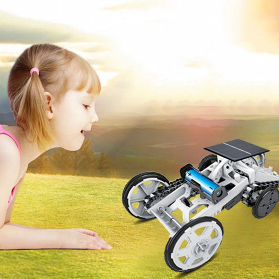 Diy Solar Climbing Vehicle Science Four-Wheel Drive Car Building Block Assembled Electric Model Car Toy
