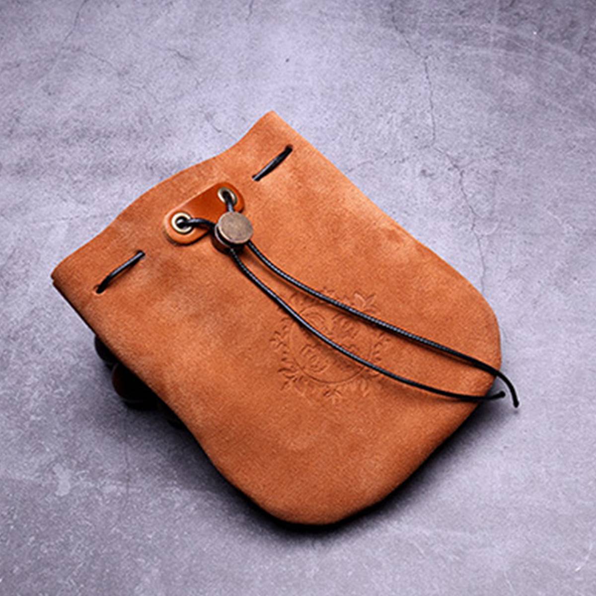 Leather Drawstring Pouch Coin Bag Purse - Medicine Tobacco Holder