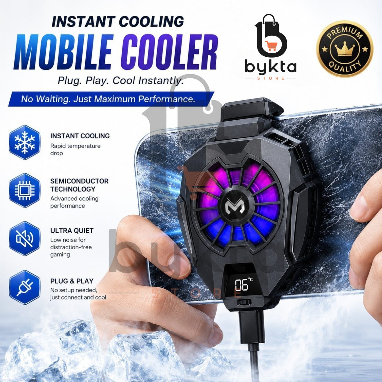 DL05 Cooling Fan for Mobile – Phone Cooler – Cooling Fan for Mobile Pubg – Phone Cooler for Pubg – Mobile Phone Cooling Radiator Heat Sink for Gaming – Phone Cooling Fan with Temperature Display, for Gaming/Video Live/Vlog, Support 60-80mm Wide Smartphone