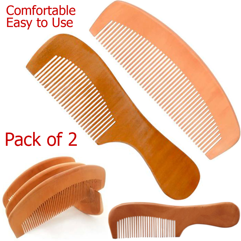 New Wooden Comb for All Type Hair Health, Anti Static, Anti Frizz and  Eco-Friendly Wooden Comb (Pack of 2)