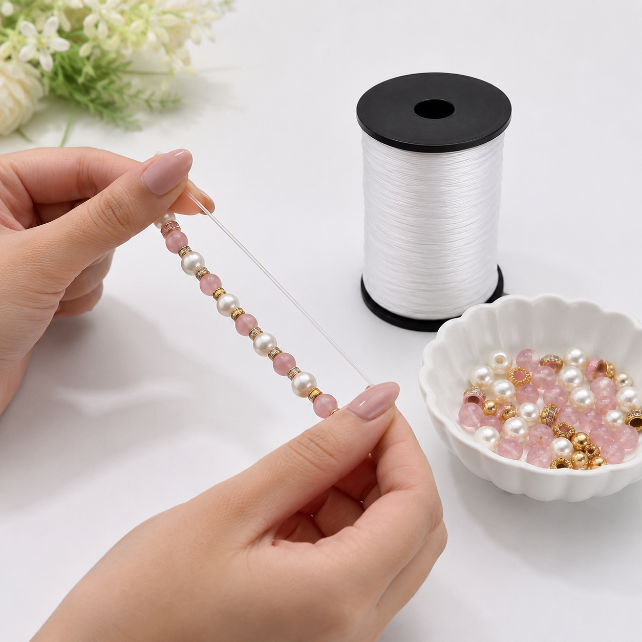 e-Cart Villa Elastic Thread for Bracelet Making Stretchable Nylon Thread for Jewelry Making Transparent Elastic String for Beads Crystal Beading Cord DIY Bracelet & Necklace Making Elastic Thread for Bracelet Making Jewelry Making Thread Jewelry Making Th