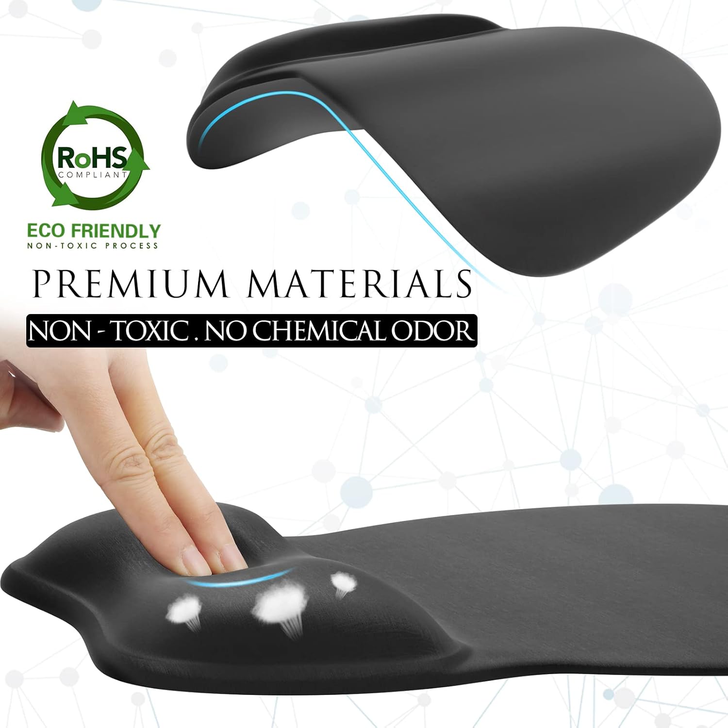 Original Mouse Pad With Cooling Gel & Foam - Thumb Shape Mousepad With Wrist Rest - Washable Mouse Mat & Non Slip