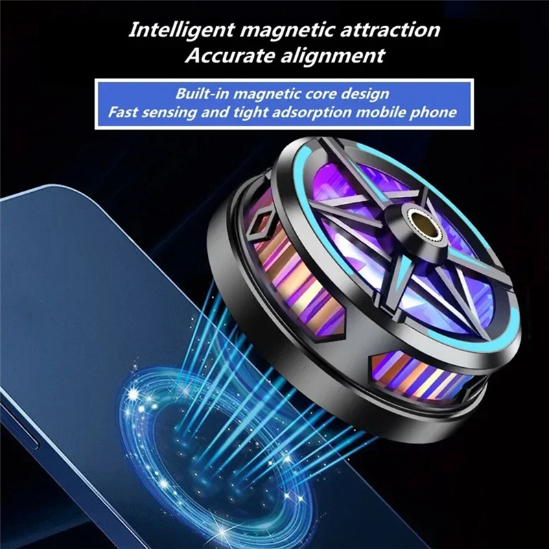 S6 Magnetic Semiconductor Phone Cooler Mobile Cooling Fan Phone Radiator Fan Portable Mobile Phone Cooling Fan Game Cooler For Tablet & Phones For PUBG Phone Cooler System Heat Sink Controller