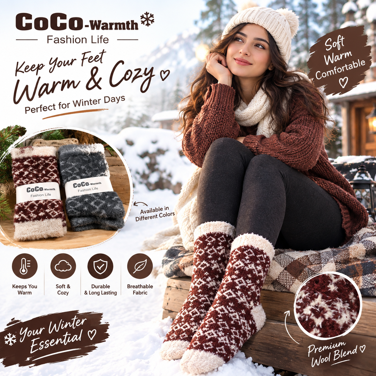 Warm Socks Men Women Winter Socks Thick Thermal flees socks