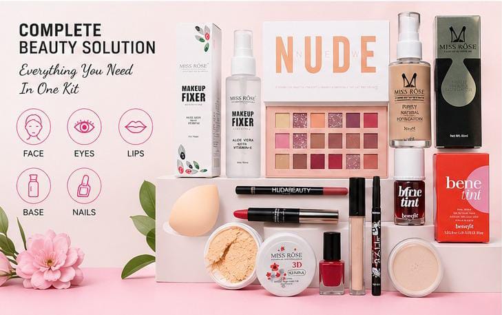 13 in 1 Makeup Kit for Girls & Women | Complete Makeup Set with Foundation, Primer, Concealer, Eyeshadow Palette, Compact Powder, Lipstick, Mascara & Makeup Fixer