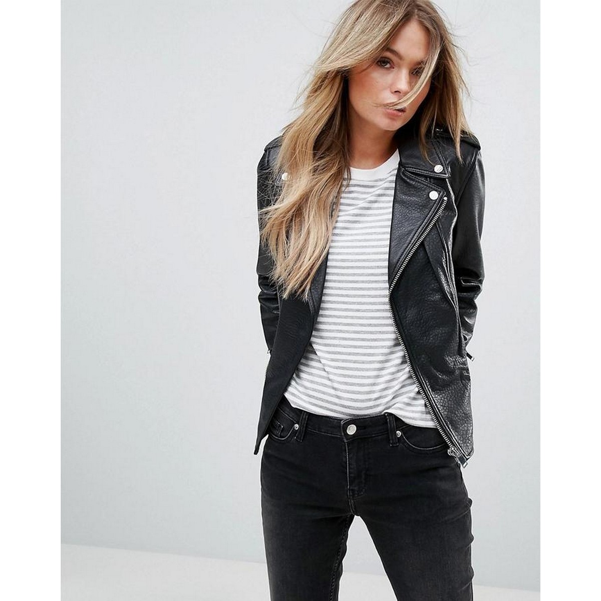 Highstreet Ladies Black Faux Leather Jacket For Women Daraz.pk