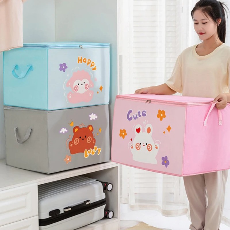 Hot Sales Home Storage Large Capacity Cartoon Quilt Storage Bag Thicken Waterproof Dustproof Clothes Toy Storage Box Tools