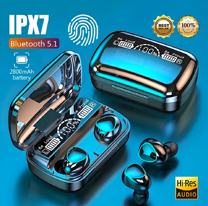 Orignal M10 TWS Air pod with Super Sound & High Quality Touch Sensors True Stereo Headphones with Built in Mic 10m Transmission Bluetooth Wireless Earbuds , Charging Case Sport Headset for all Bluetooth Smart devices.