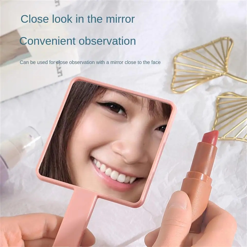 1PC Handheld Makeup Mirror Round Makeup Vanity Mirror with Handle Hand Compact Mirror Cosmetic Mirror for Women