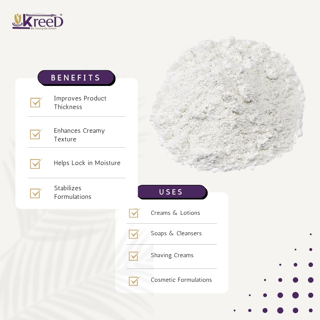 Kreed Stearic Acid Powder for Creams, Lotions, Soap Making & Cosmetic Formulation – 25g, 50g & 100g