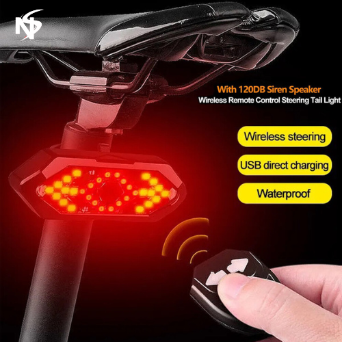 Noor Sports USB Rechargeable Bike Tail Light Wireless Remote Control Turn Signal LED Bicycle Rear Light Safety Warning Indicator Waterproof Cycling Lamp