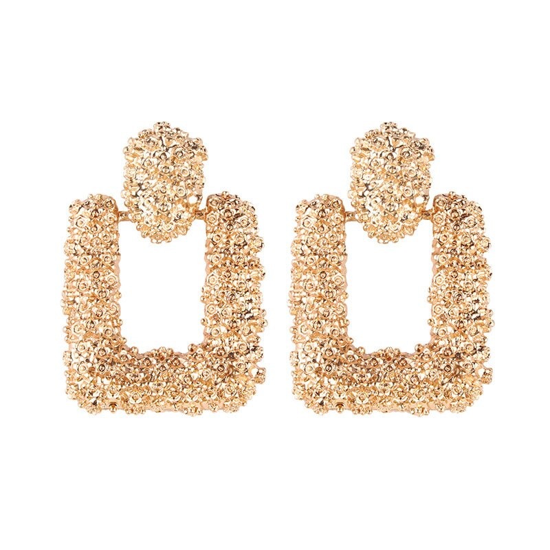 African Style Golden Square Earrings â€“ Trendy Drop Jewelry