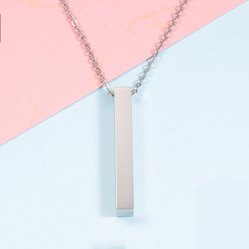 Silver Color Vertical Bar Locket Set With Chain For Girls Women Men Ladies Couples Unisex Friendship Couple Best Friend Ship Stick Necklace Pendant Mens Boys Nacklace