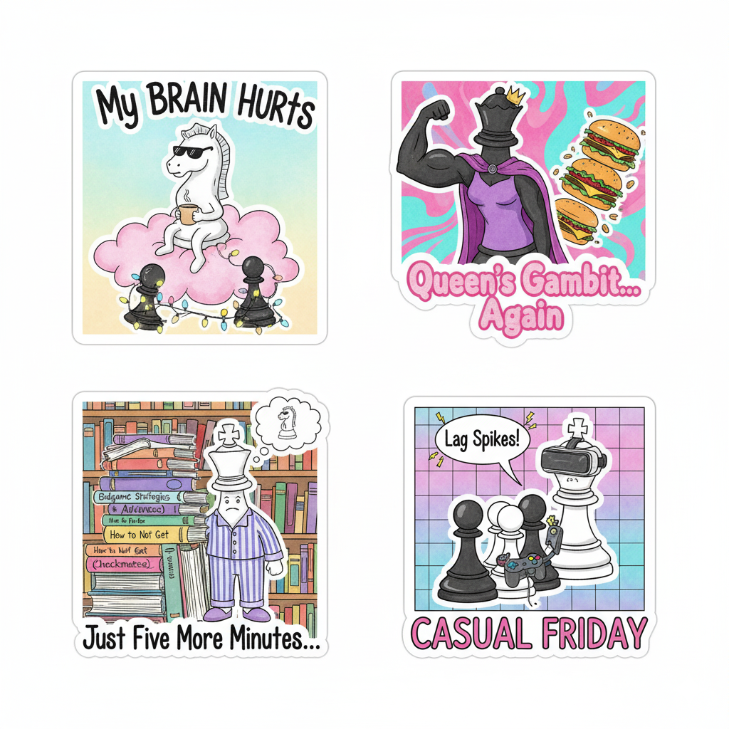Chess Humor Funny Chess Memes Aesthetic Stickers Board Game Art Chess Player Gift Gaming Stickers Laptop Decals & Mobile Back Cover Water Bottle Stickers Planner Journal Stickers Cute Chess Art King Queen Unicorn Pack Of 4 Sticker Each Size 3 x 3 Inch price in Pakistan