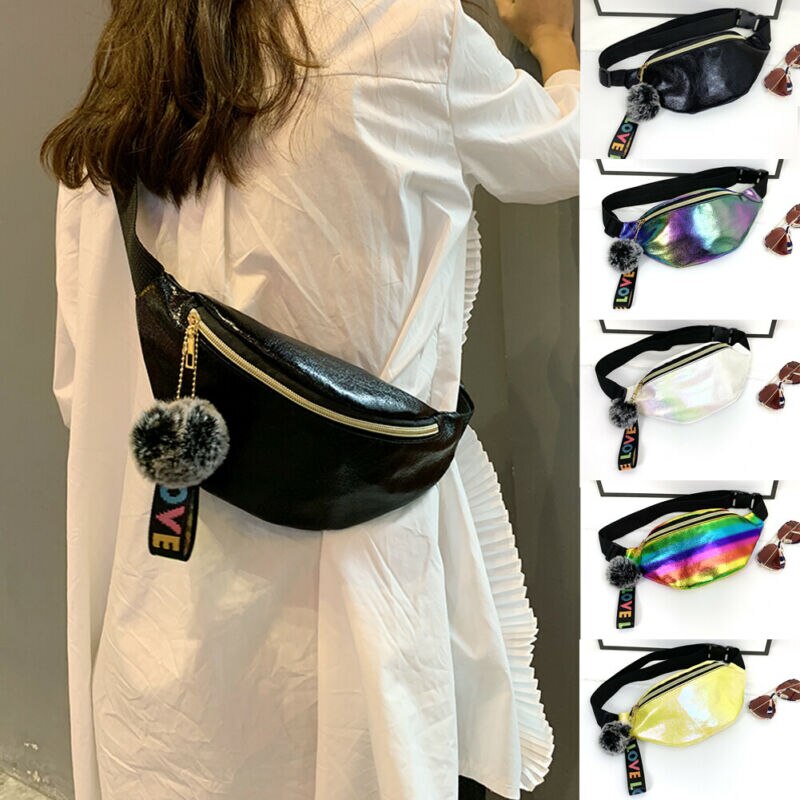 2021 Newest Hot Women Girls Colorful Holographic Waist Fanny Pack