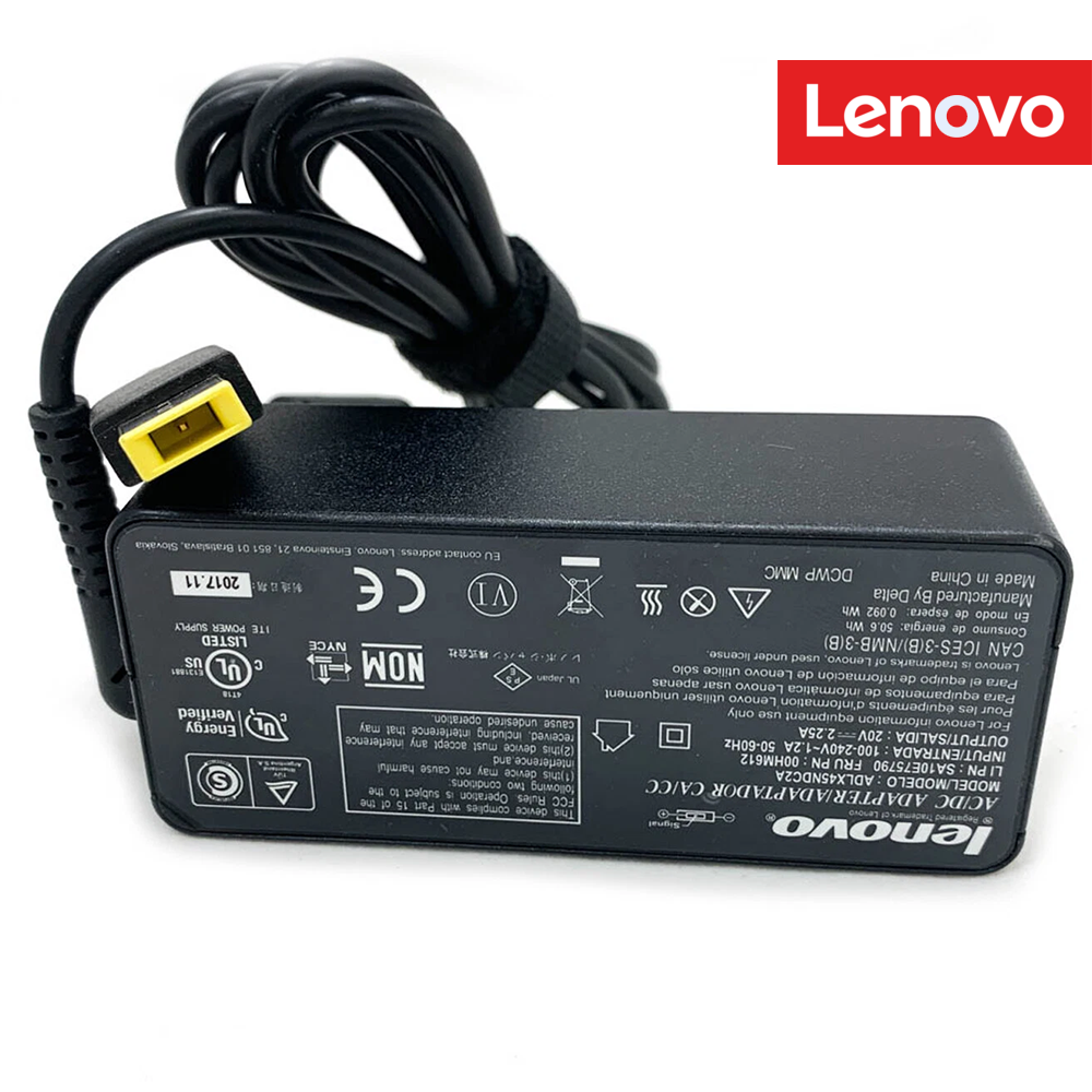 Lenovo 45W Laptop Charger for ThinkPad X240 X250 T440 T450 T460 & Yoga 11 12 13 | 20V 2.25A Yellow Square Tip Slim Adapter