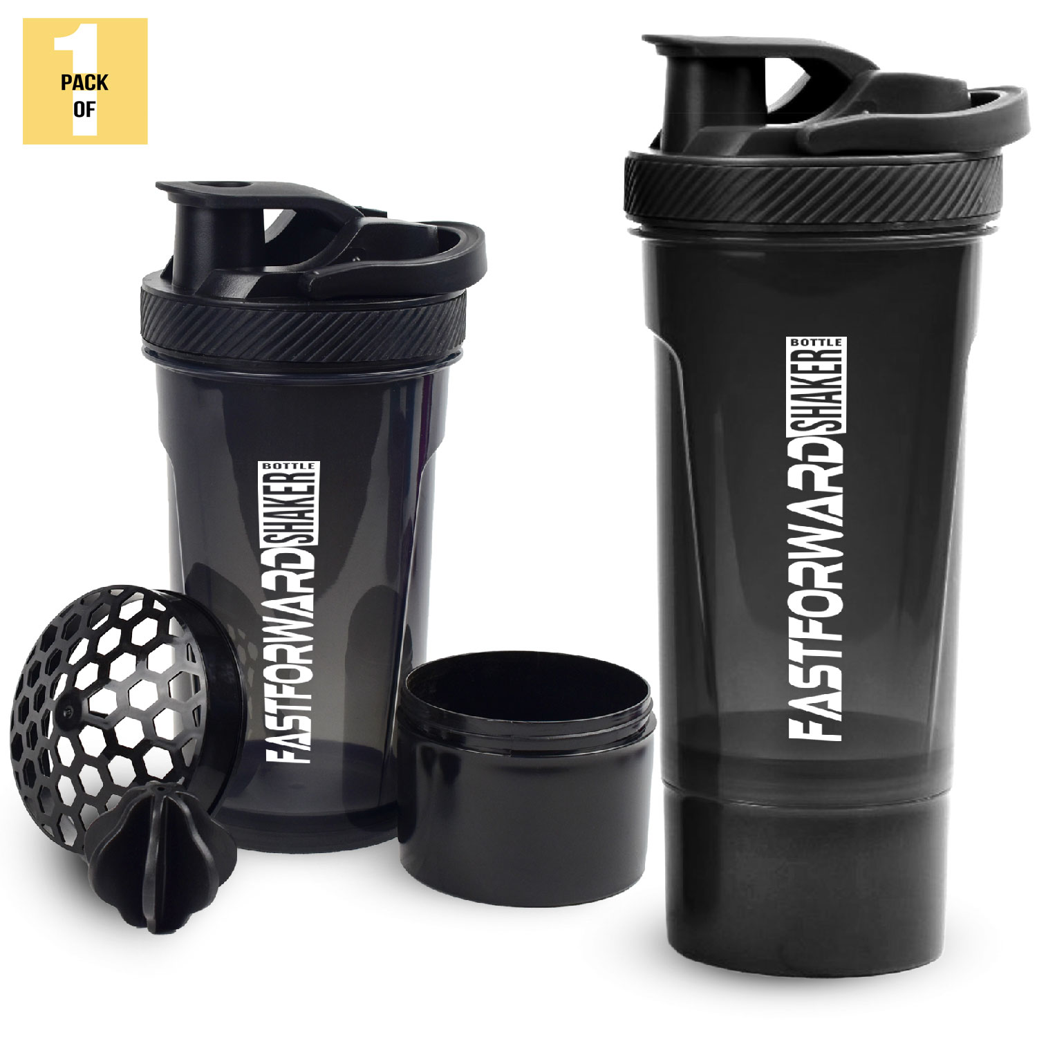 Shaker Bottle - 24 Ounce Protein Shaker Plastic Bottle for Pre & Post workout with Twist and Lock Protein Box Storage