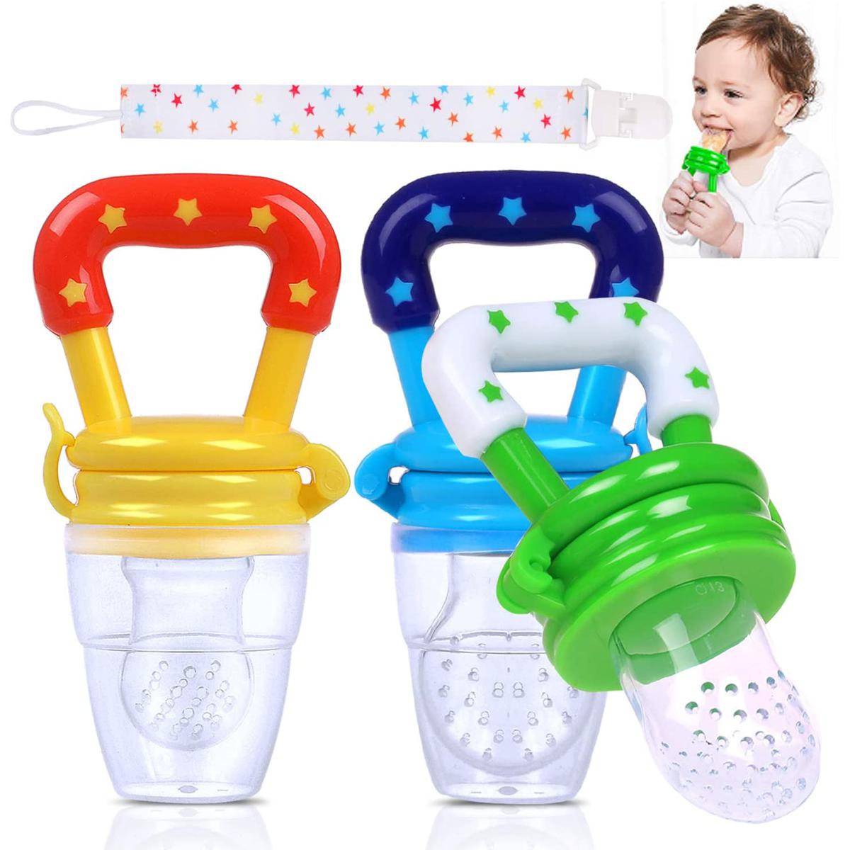 New 1PC Baby Food Feeder Fresh Fruit Feeder Pacifier, Silicone Feeding, Infant Weaning Teething Toy Teether Self Fruit Holder Feeder for Babies in Appetite