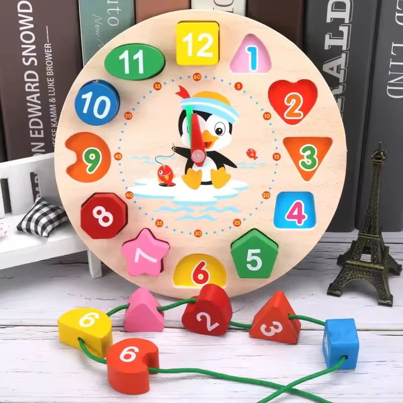 Doodles Best Selling High Quality Montessori Inspired Wooden Clock Educational Toy for Kids - Enhances Cognitive Development & Hand-Eye Coordination in Children Aged 3-6 Years