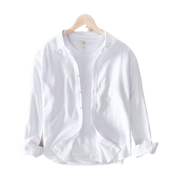 Men;s long sleeves navy blue shirt with under white T Shirt