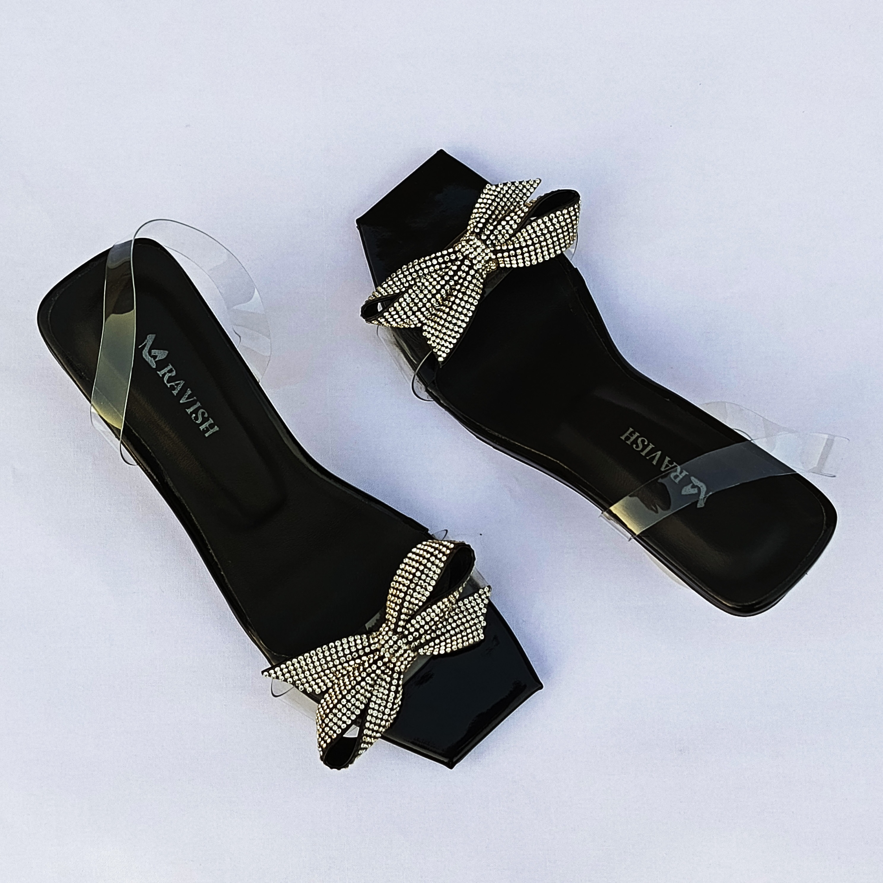 RAVISH Marigold Transparent Heels for Women - Elegant Bow Design, 2.5-inch Heel