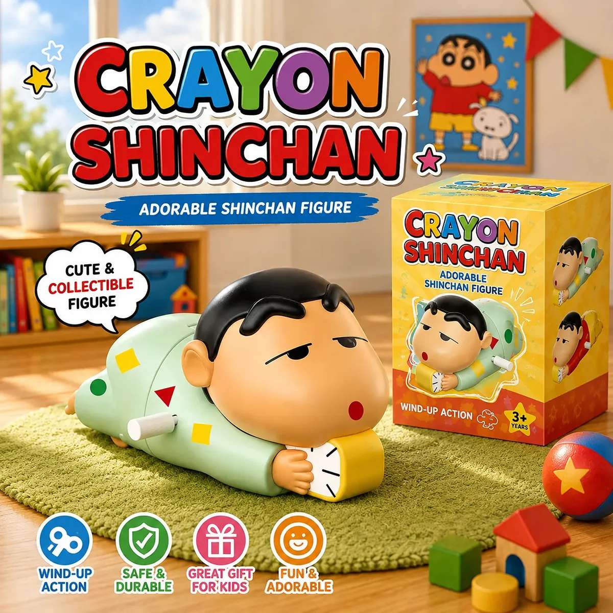 Anime Cartoon Crayon Shin-chan Crawling Toy for Babies