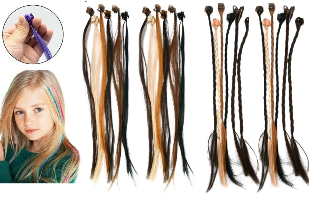 Hair Extensions Clip-In Neon Synthetic Hairpieces, 22" Straight Highlights for Kids & Girls – 1 Piece