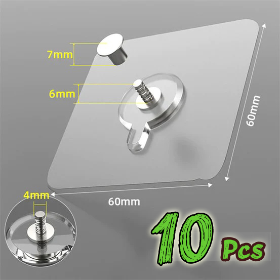 2/6pcs Strong Adhesive Nails Wall Poster Seamless Wall Hook Waterproof Durable Transparent for Kitchen Bathroom Screw Hook Hanger Picture Photo Frame Painting Self Adhesive Wall Screw Sticker PVC