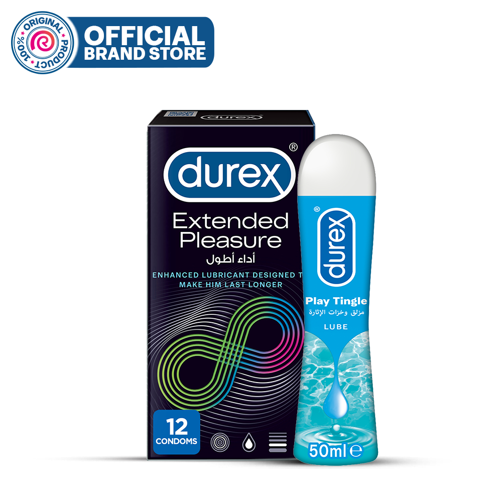 Durex Condoms Extended Pleasure 12 Pcs + Durex Play Tingle Lube 50ml