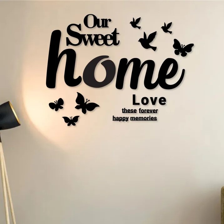 Sweet Home Butterflies and Birds Wall Clock, 3D Wooden Watch, Wall Clock, Wooden Wall Clocks, Wall Clocks for Bedroom, Clock. Sweet Home Wall Clock for your Sweet Home, Clock with light, Wall art
