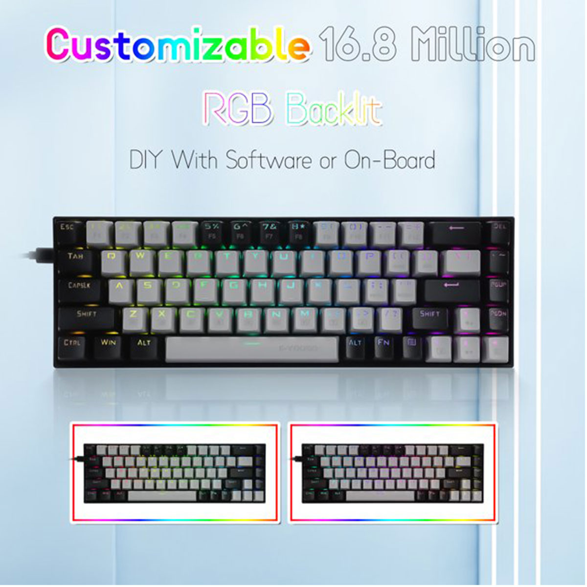 E-YOOSO Z-686 RGB 65% Wired Mechanical Keyboard Grey Black 68 Keys Hot Swappable Red Switches 14 74f224ddd4ec753579cd75a9ca390132