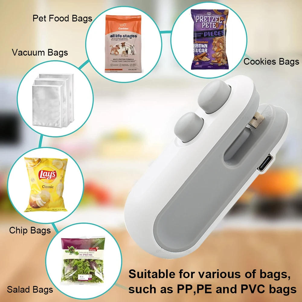 Mini Rechargeable Bag Sealer - 3000mAh Portable Food Sealer With 5 Heat Settings & 4.7 Inch Sealing Strip For Snacks & Chips