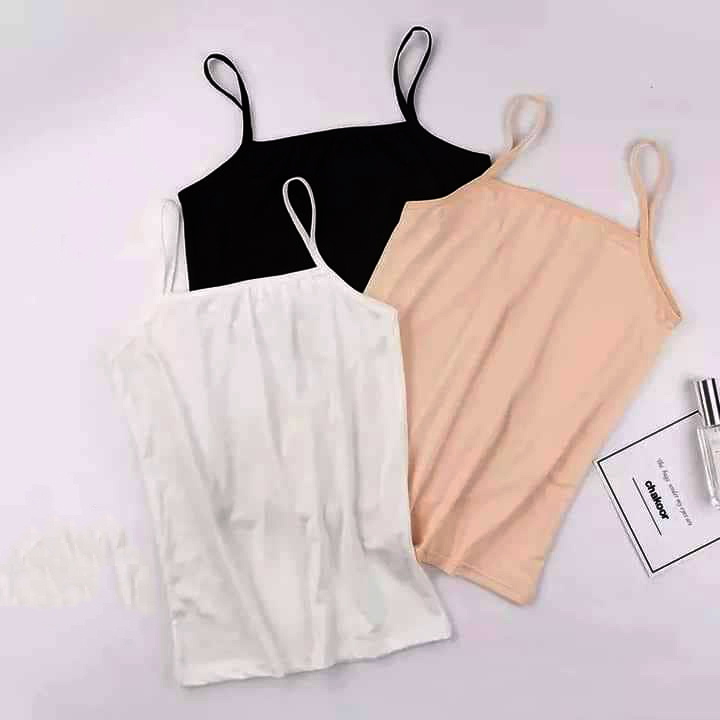 Women's Spaghetti Strap Tank Tops – Pack of 3/2/1 Casual Sleeveless Camisoles – Summer Essentials  – Best Price in Pakistan inner bra short body crop top deep nack