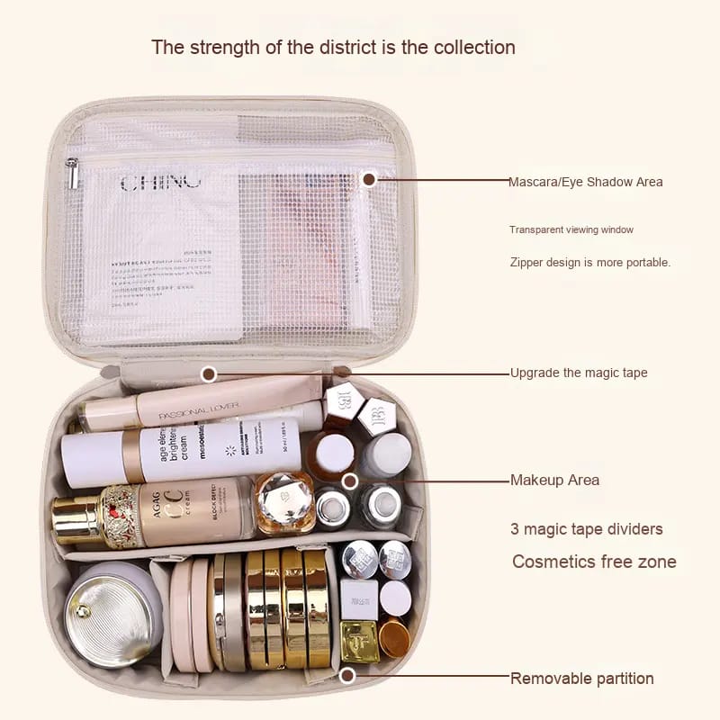 Chicapo Waterproof Cosmetic Organizer Bag For Women Large Capacity PU Makeup Storage Travel Case Model PUHZB0146