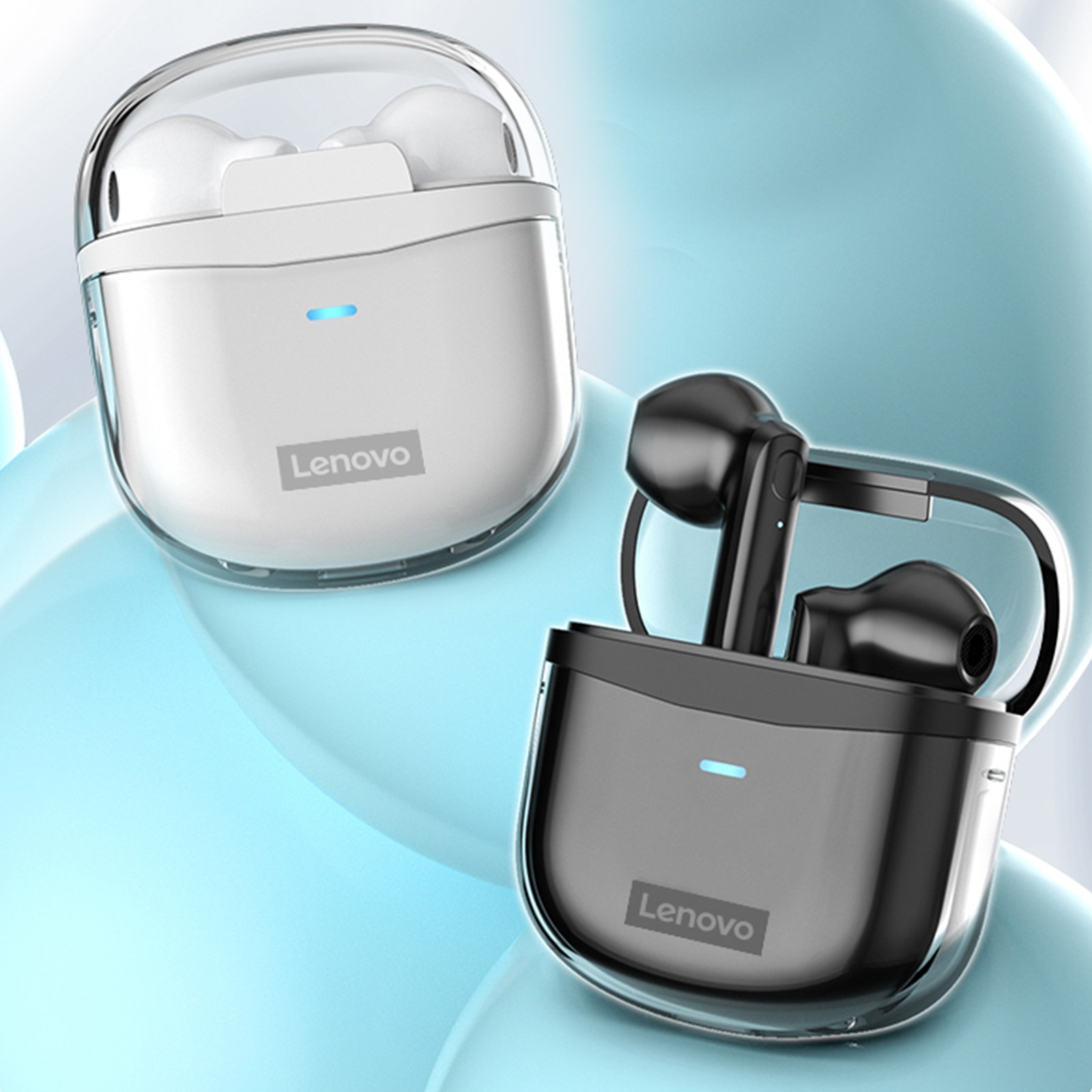 Best Lenovo XT96 and jbl Wireless Earphone Bluetooth 5.3 Dual Stereo Noise Reduction Headset Bass Touch Control In-Ear Music Earphone - Touch Control - Charging Case - Black