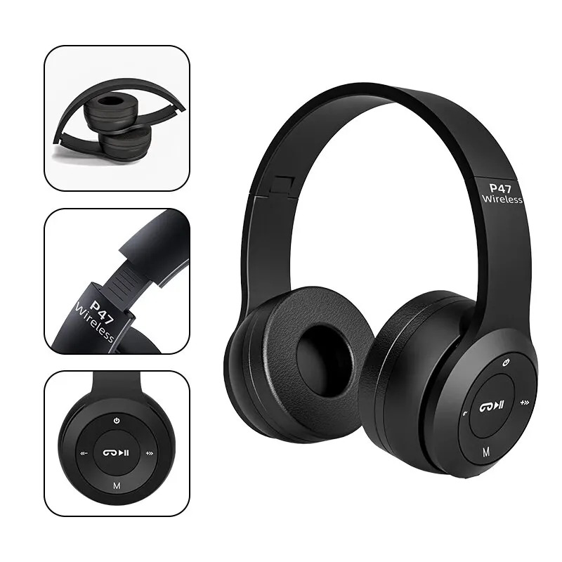 P47 Wireless Headset Bluetooth Foldable Headphone (Connect with All Smart Cell Phones / Laptops / Computer Systems).